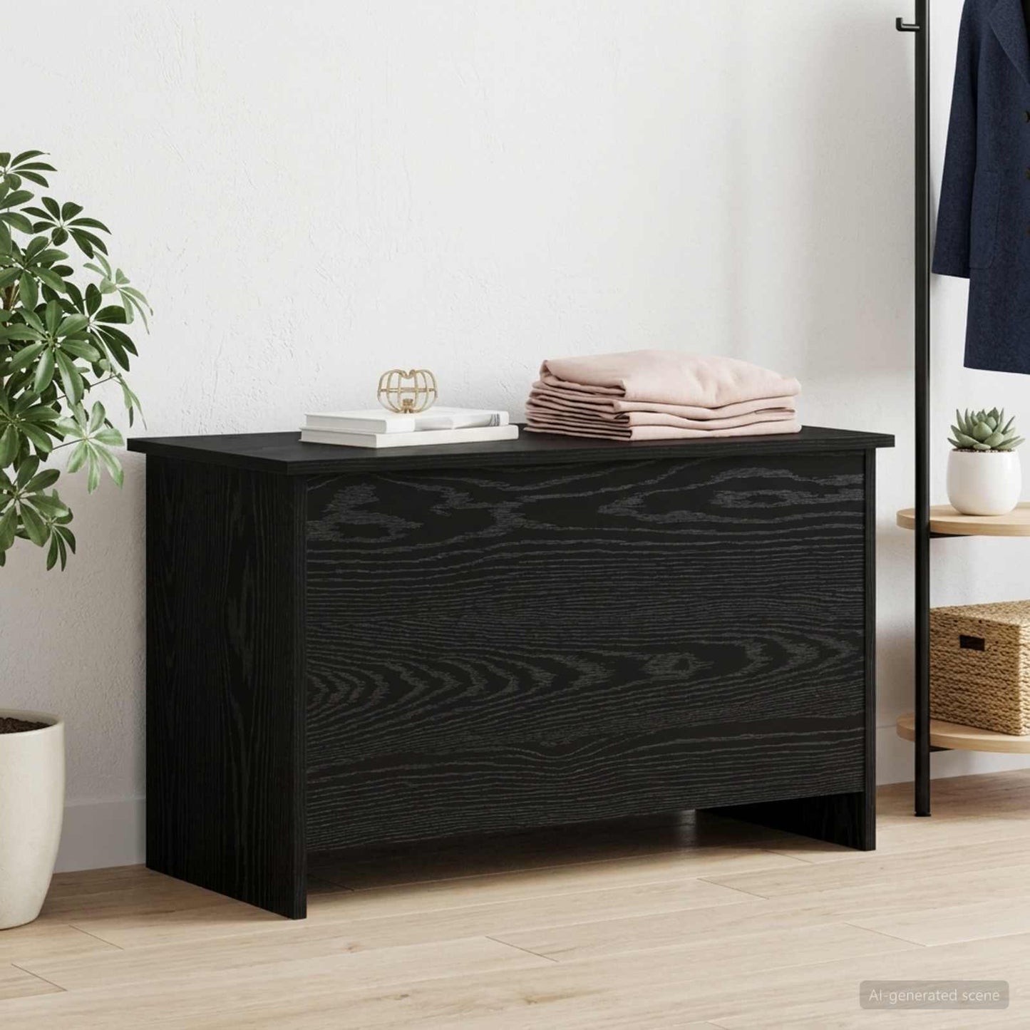 vidaXL Storage Chest Black Oak 80 x 40 x 50 cm Engineered Wood