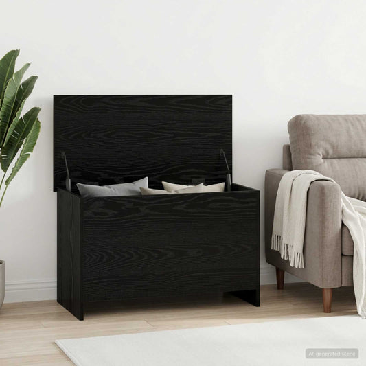 vidaXL Storage Chest Black Oak 80 x 40 x 50 cm Engineered Wood