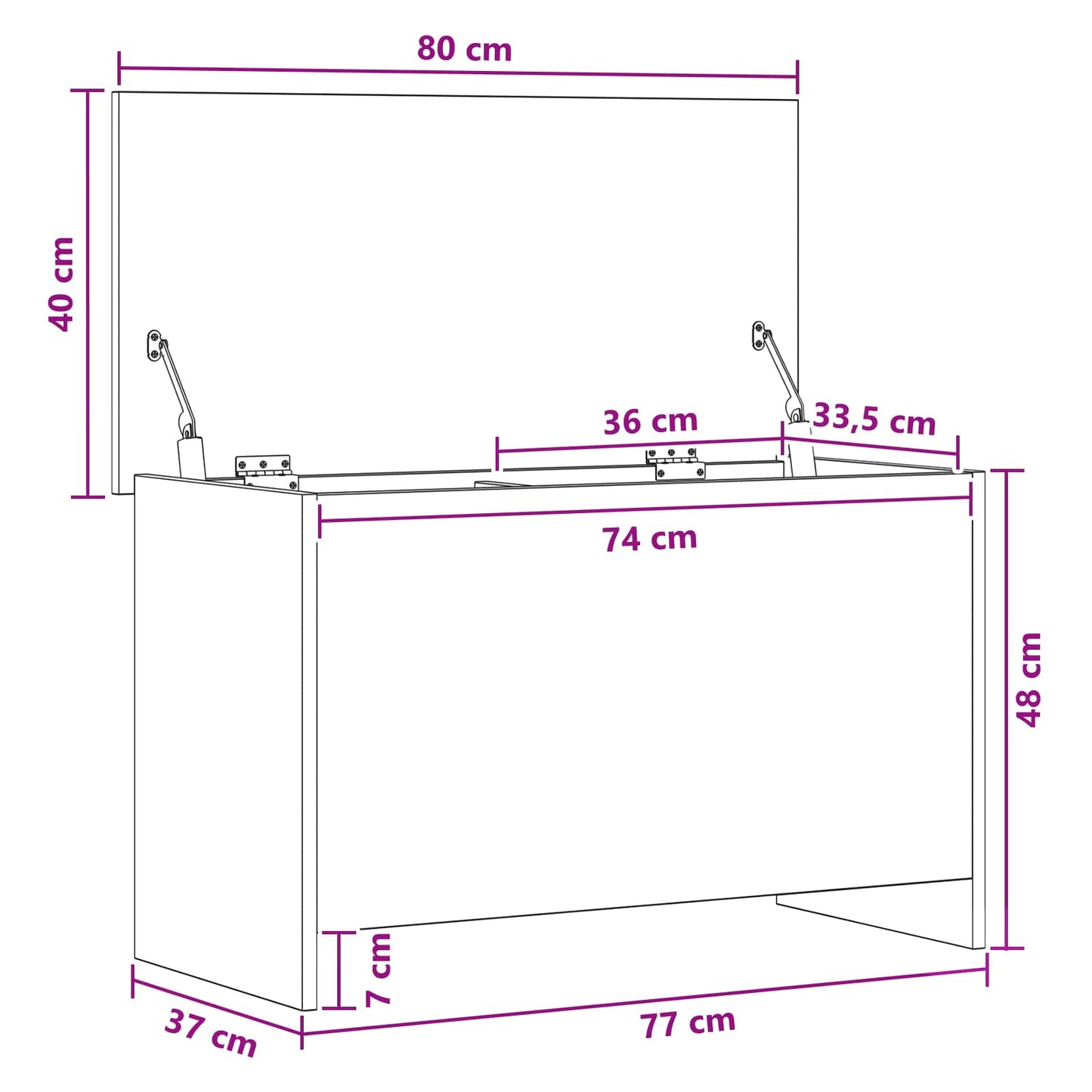 vidaXL Storage Chest Sonoma Oak 80 x 40 x 50 cm Engineered Wood