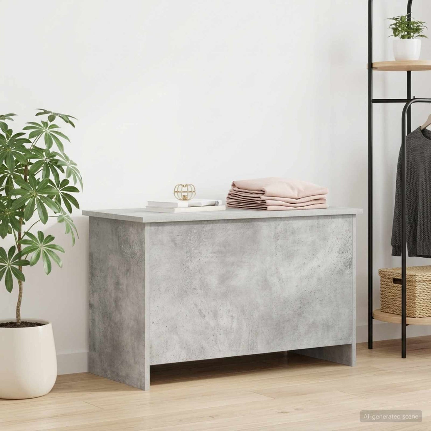 vidaXL Storage Chest Concrete Grey 80 x 40 x 50 cm Engineered Wood