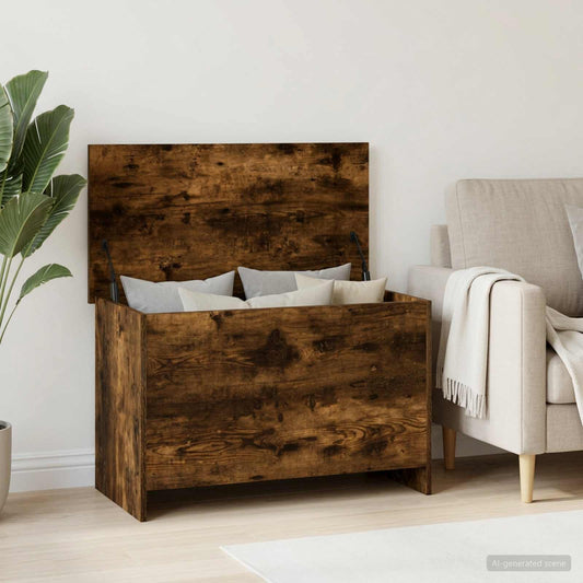 vidaXL Storage Chest Smoked Oak 80 x 40 x 50 cm Engineered Wood