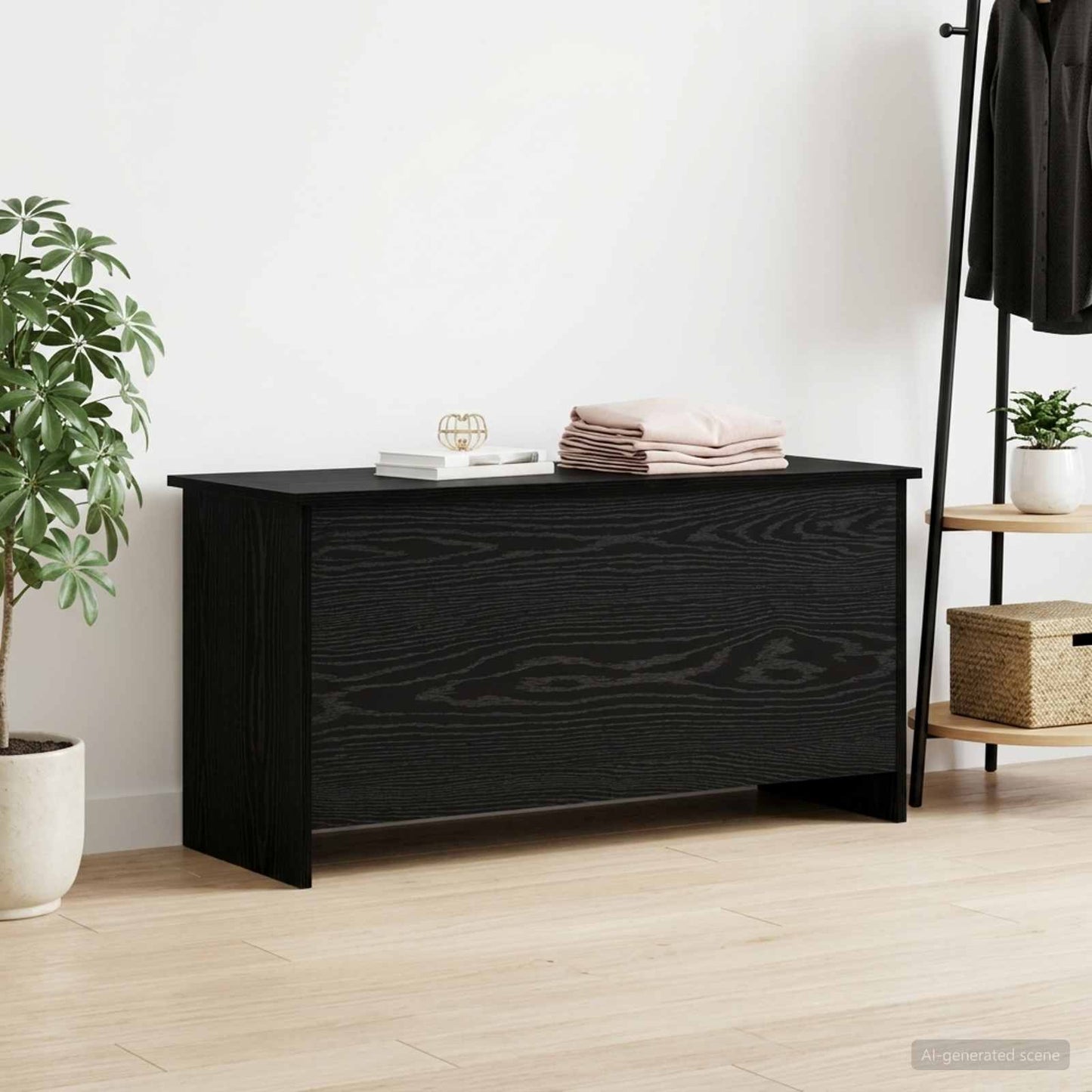 vidaXL Storage Chest Black Oak 100 x 40 x 50 cm Engineered Wood