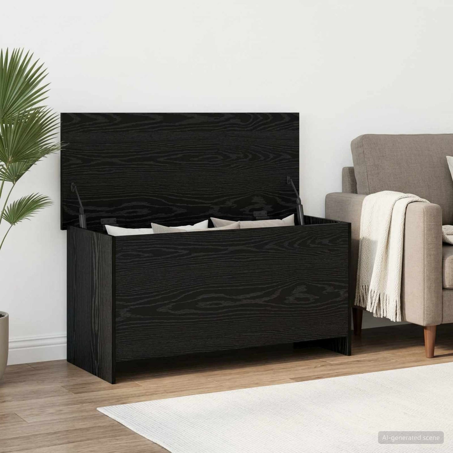 vidaXL Storage Chest Black Oak 100 x 40 x 50 cm Engineered Wood