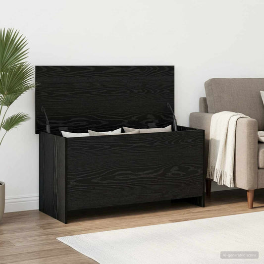 vidaXL Storage Chest Black Oak 100 x 40 x 50 cm Engineered Wood