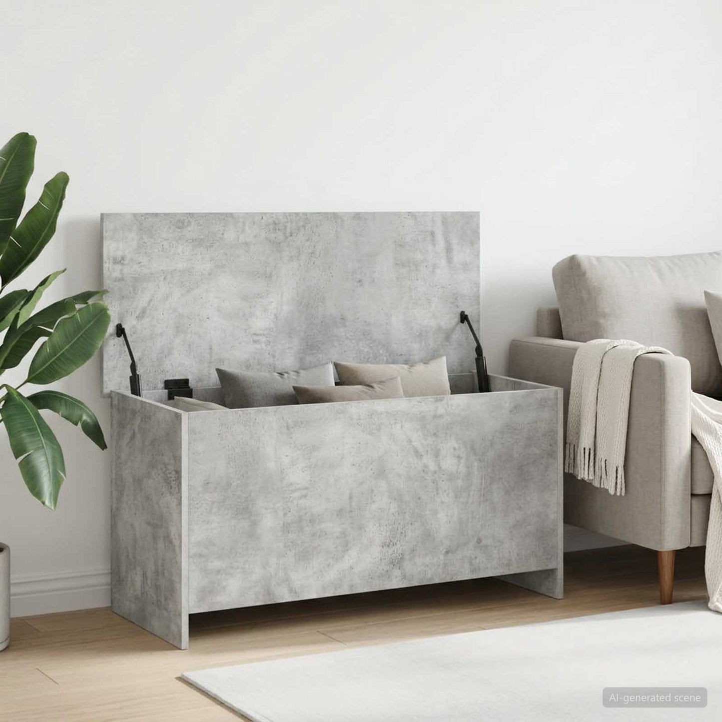 vidaXL Storage Chest Concrete Grey 100 x 40 x 50 cm Engineered Wood