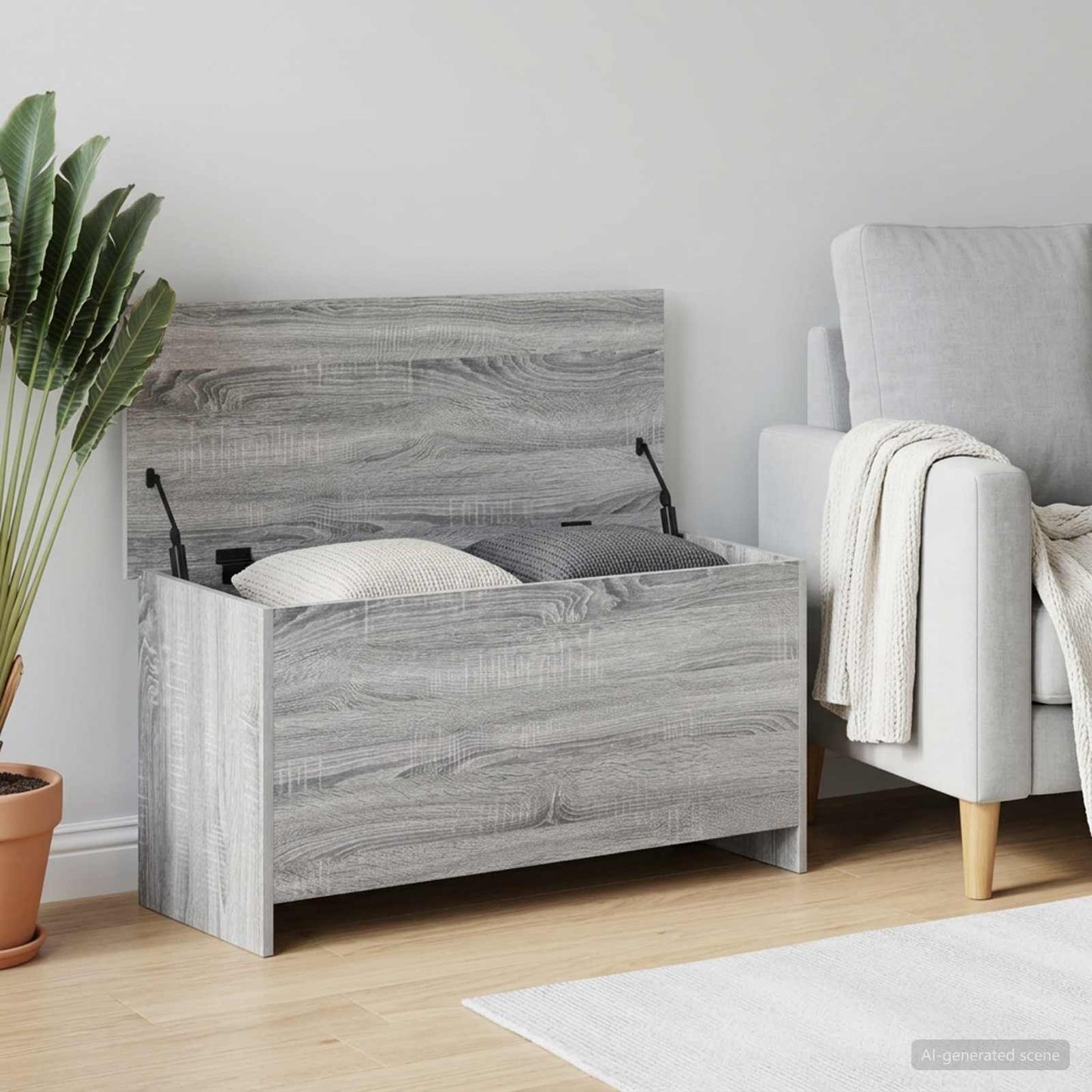 vidaXL Storage Chest Grey Sonoma 100 x 40 x 50 cm Engineered Wood