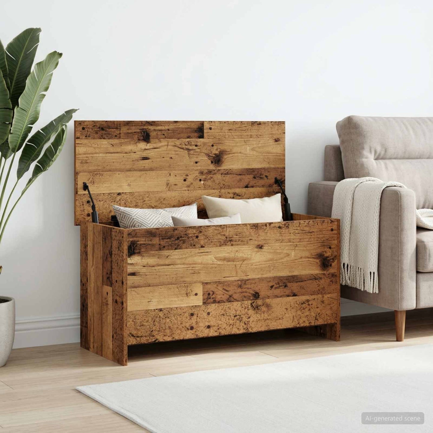 vidaXL Storage Chest Old Wood 100 x 40 x 50 cm Engineered Wood