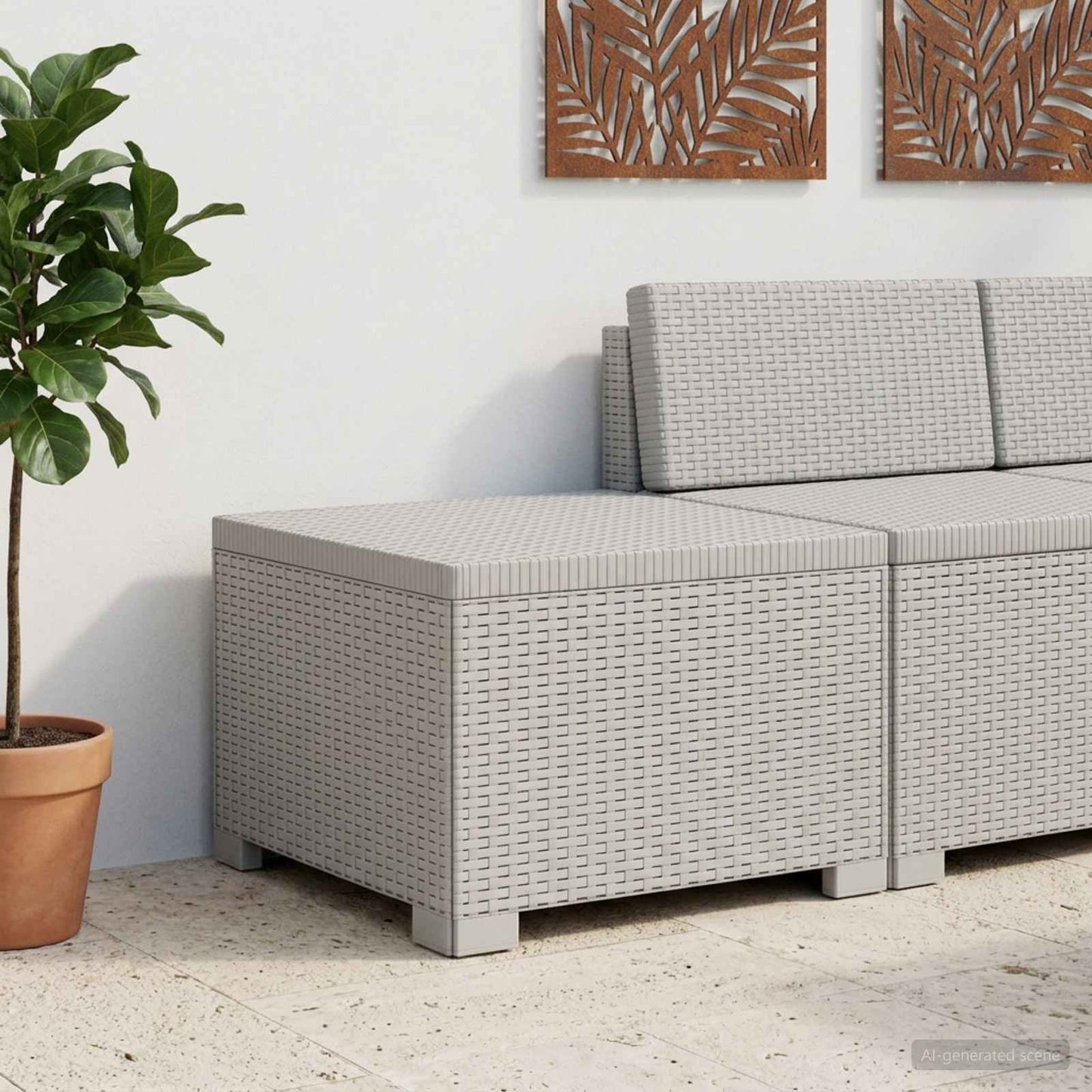 vidaXL 1-Seater Garden Sofa Rattan Look PP White