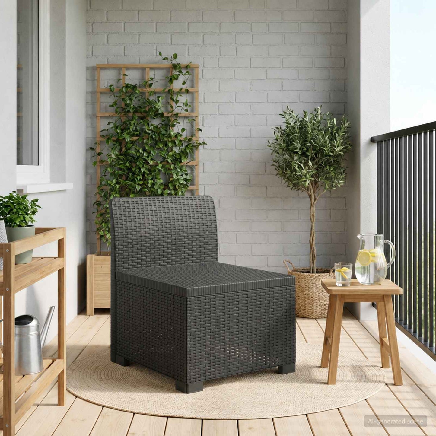 vidaXL 1-Seater Garden Sofa Rattan Look PP Anthracite