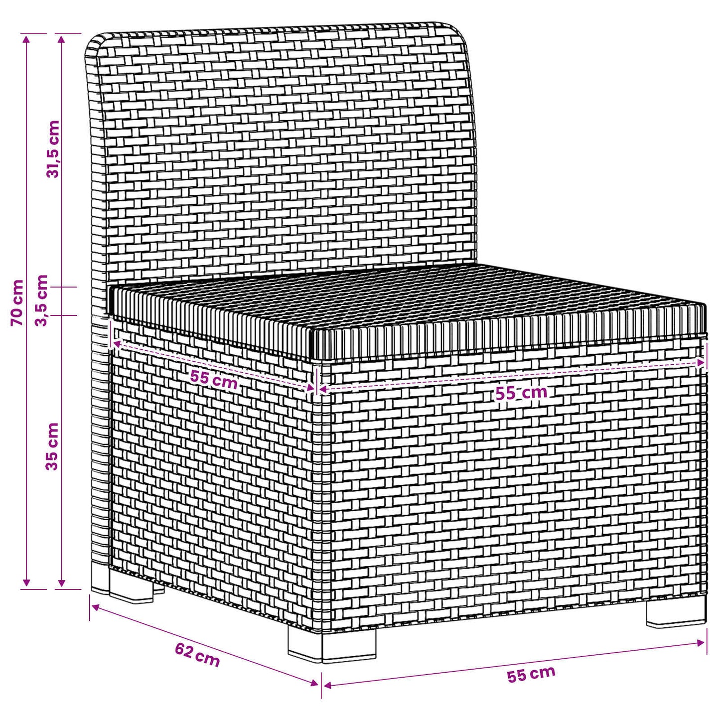 vidaXL 1-Seater Garden Sofa Rattan Look PP Anthracite