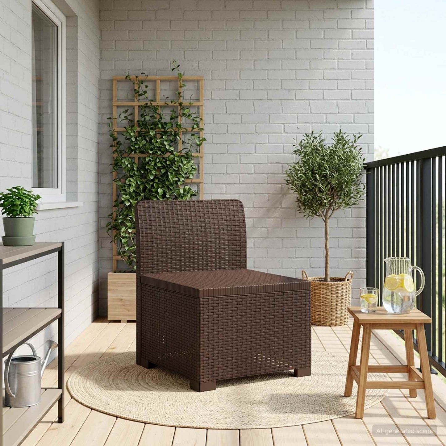 vidaXL 1-Seater Garden Sofa Rattan Look PP Brown