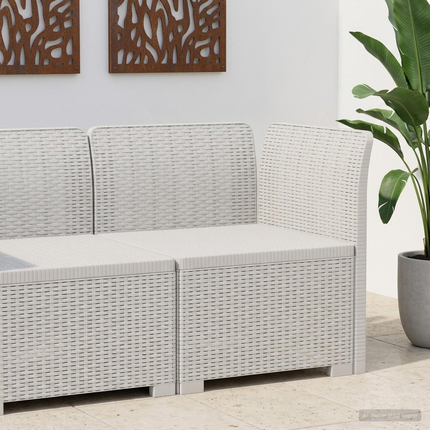 vidaXL 1-Seater Garden Sofa Rattan Look PP White
