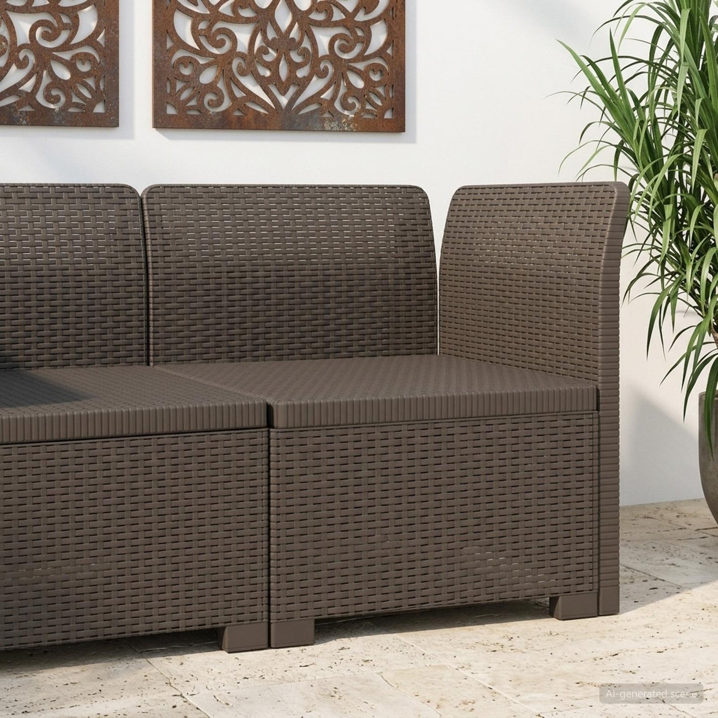 vidaXL 1-Seater Garden Sofa Rattan Look PP Light Grey