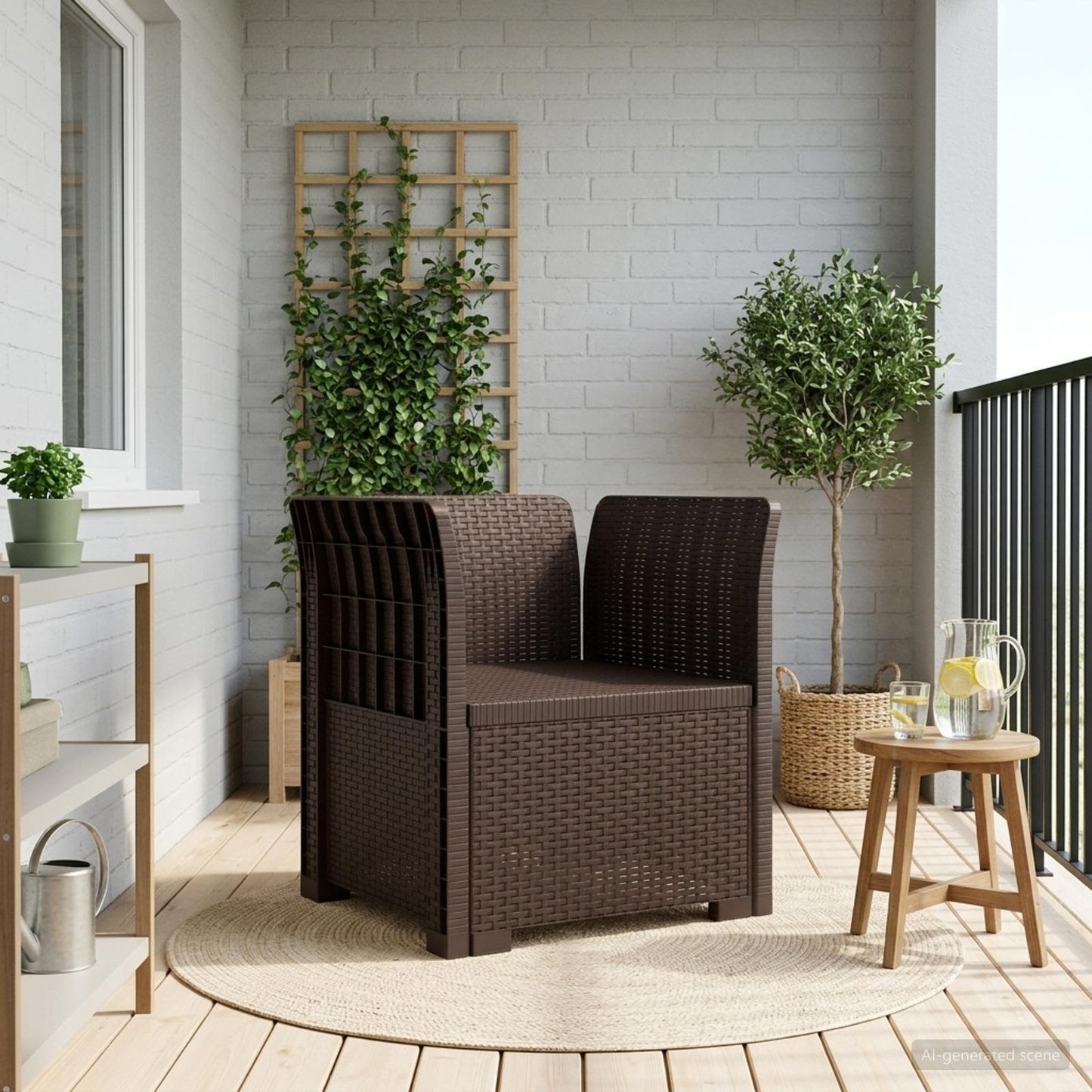 vidaXL 1-Seater Armchair Rattan Look PP Brown