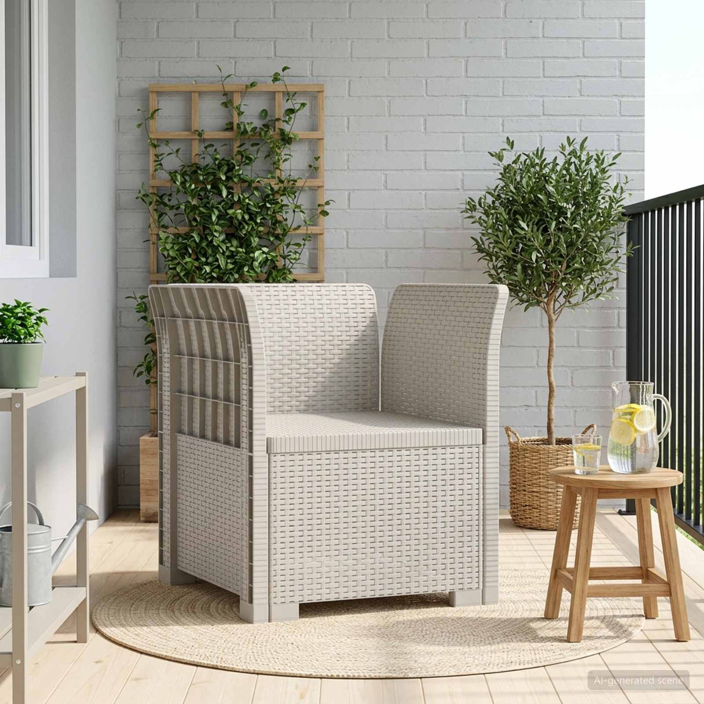 vidaXL 1-Seater Armchair Rattan Look PP White