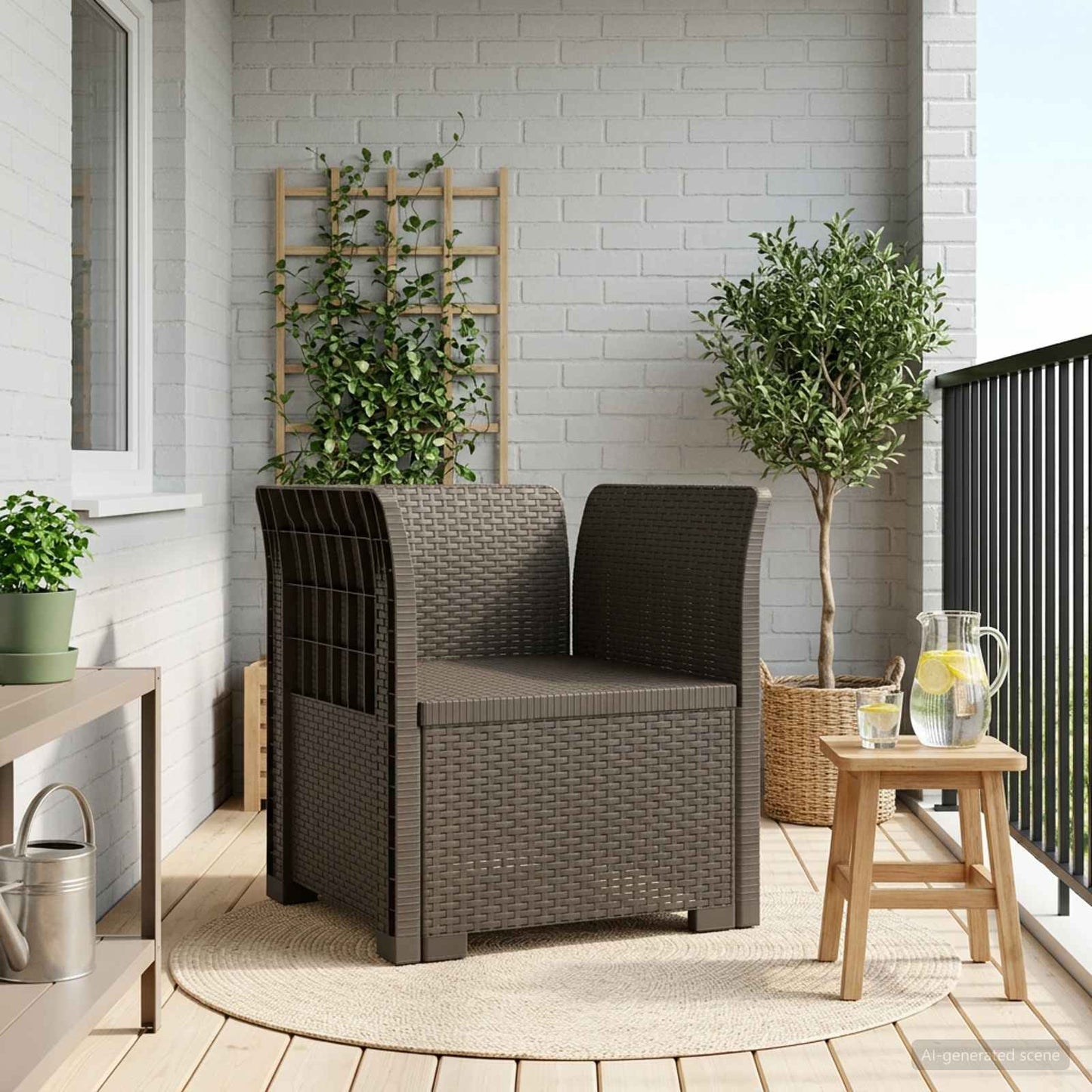 vidaXL 1-Seater Armchair Rattan Look PP Light Grey