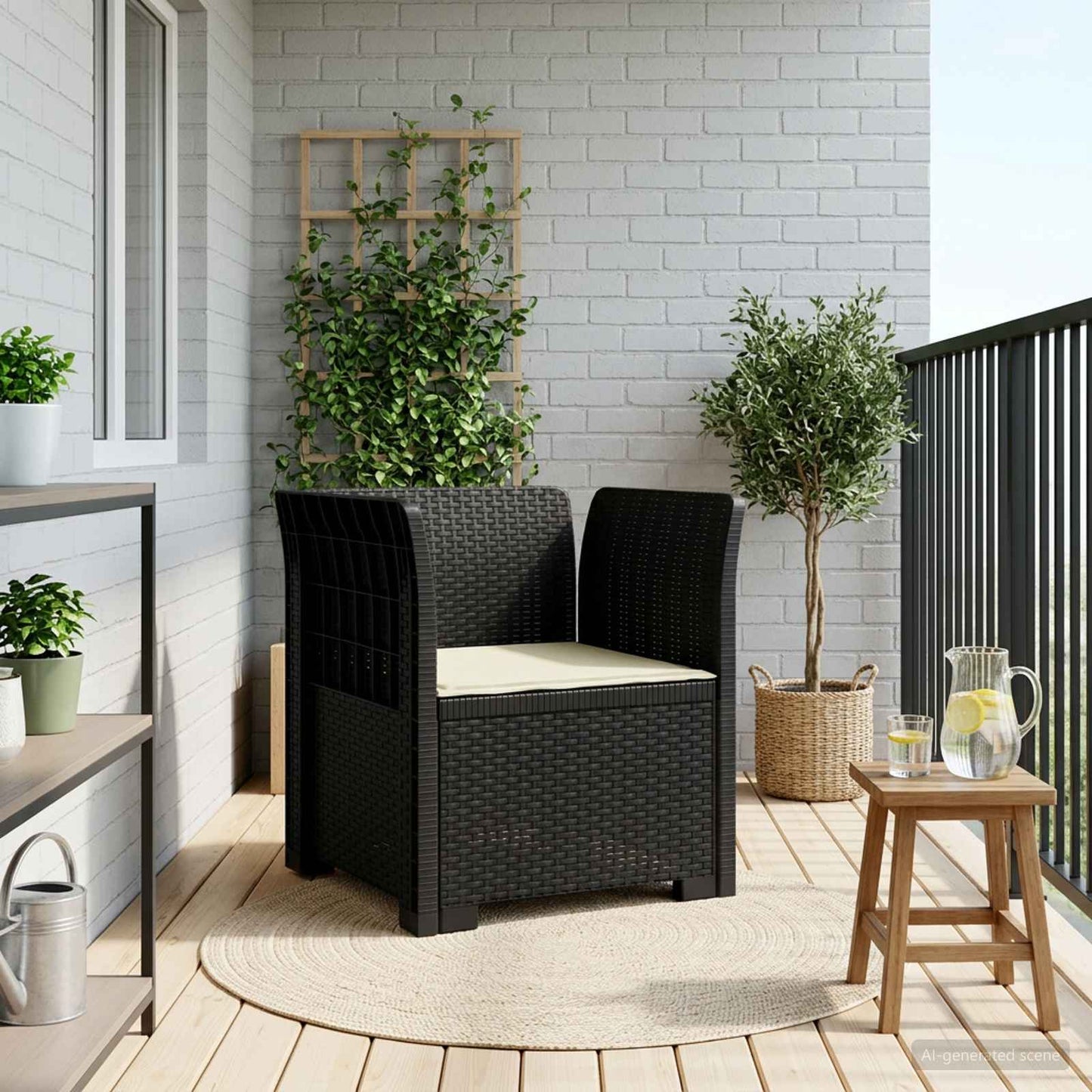 vidaXL 1-Seater Armchair with Cushion Rattan Look PP Anthracite
