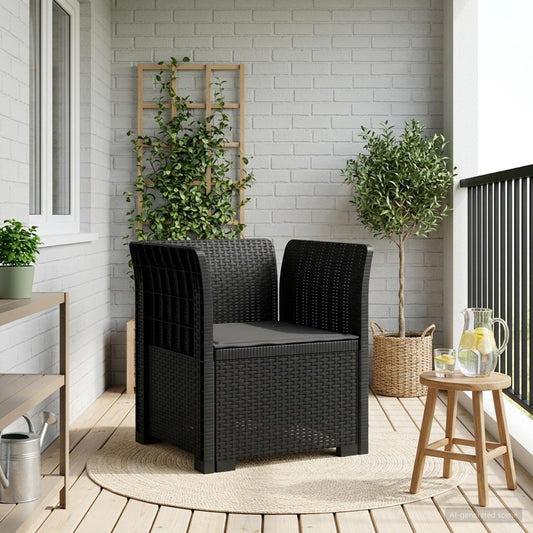 vidaXL 1-Seater Armchair with Cushion Rattan Look PP Anthracite