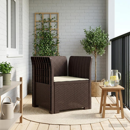 vidaXL 1-Seater Armchair with Cushion Rattan Look PP Brown