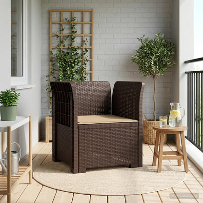 vidaXL 1-Seater Armchair with Cushion Rattan Look PP Brown