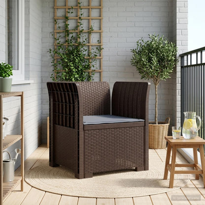 vidaXL 1-Seater Armchair with Cushion Rattan Look PP Brown