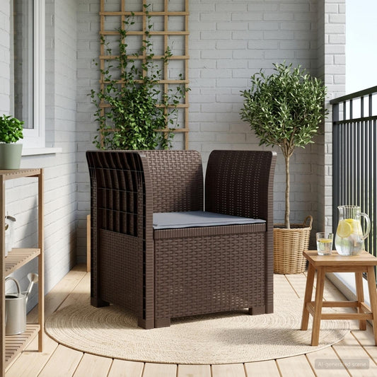 vidaXL 1-Seater Armchair with Cushion Rattan Look PP Brown