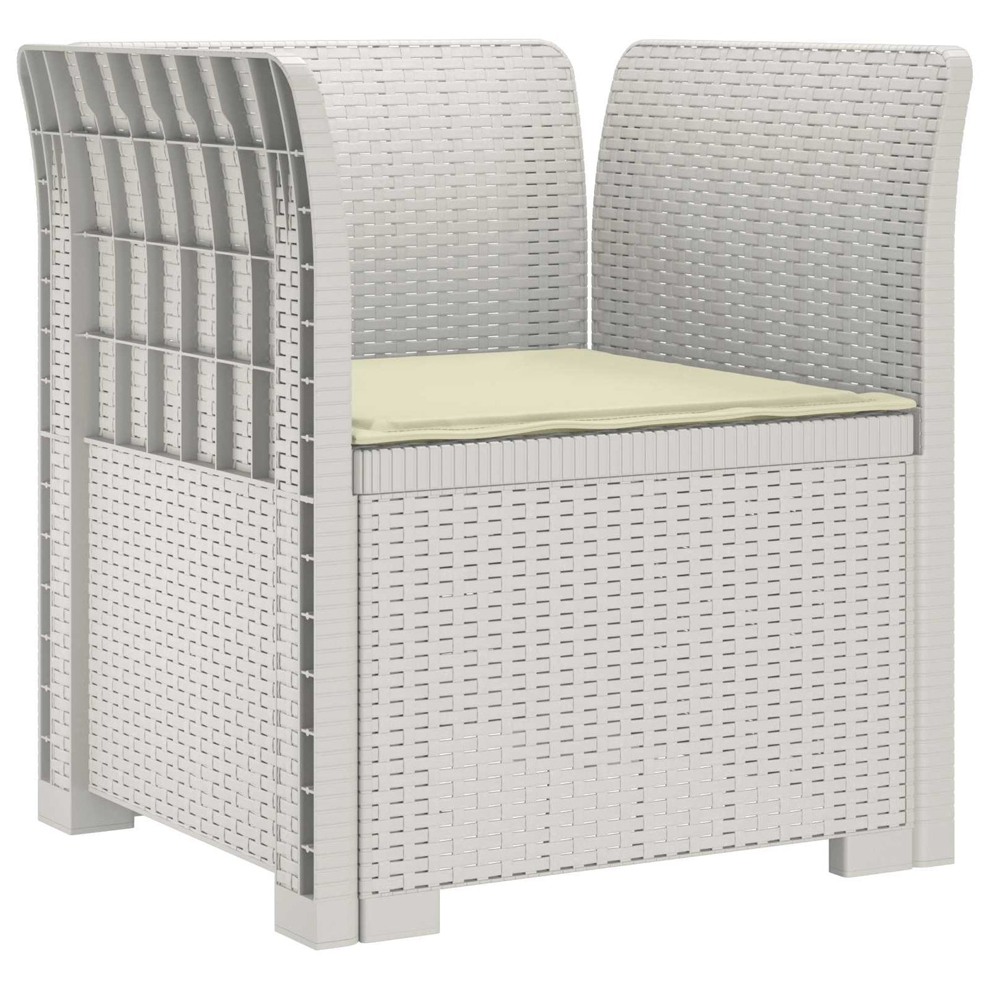 vidaXL 1-Seater Armchair with Cushion Rattan Look PP White