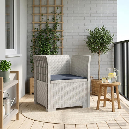 vidaXL 1-Seater Armchair with Cushion Rattan Look PP White