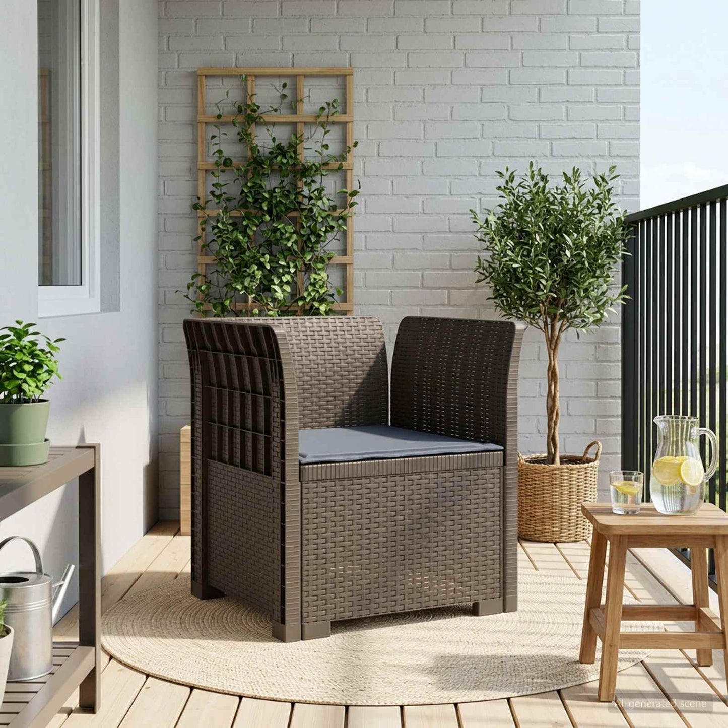 vidaXL 1-Seater Armchair with Cushion Rattan Look PP Light Grey