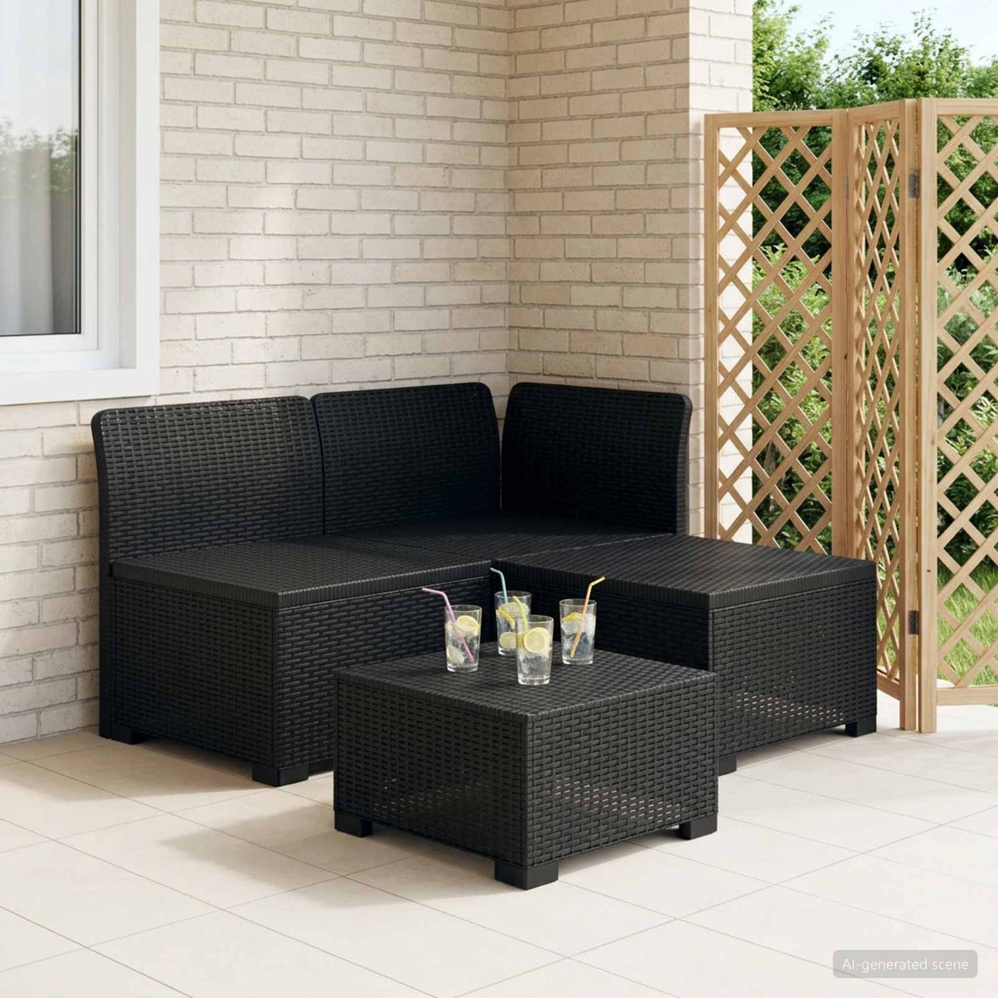 vidaXL 3-Seater Garden Sofa Rattan Look PP Anthracite