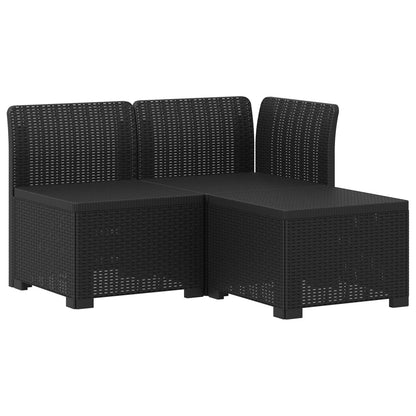 vidaXL 3-Seater Garden Sofa Rattan Look PP Anthracite