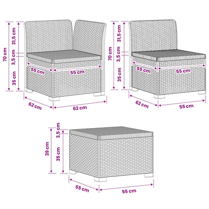 vidaXL 3-Seater Garden Sofa Rattan Look PP Anthracite
