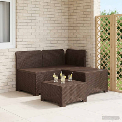 vidaXL 3-Seater Garden Sofa Rattan Look PP Brown