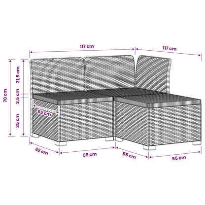 vidaXL 3-Seater Garden Sofa Rattan Look PP Brown