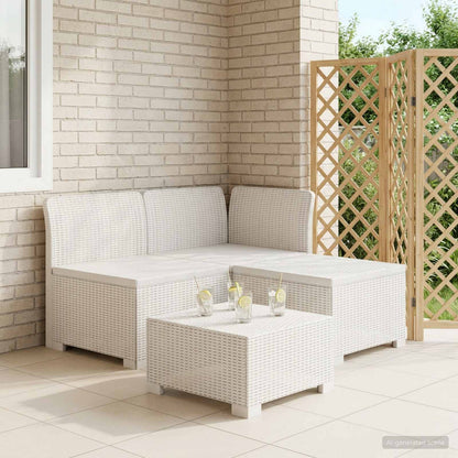 vidaXL 3-Seater Garden Sofa Rattan Look PP White