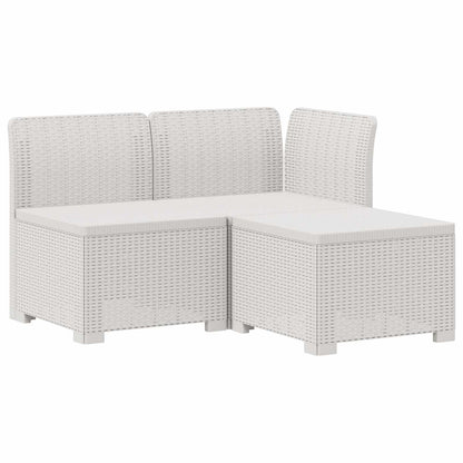 vidaXL 3-Seater Garden Sofa Rattan Look PP White