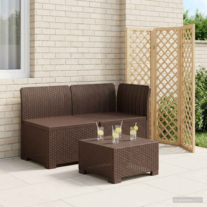 vidaXL 2-Seater Garden Sofa Rattan Look PP Brown