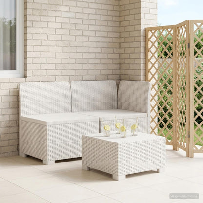 vidaXL 2-Seater Garden Sofa Rattan Look PP White