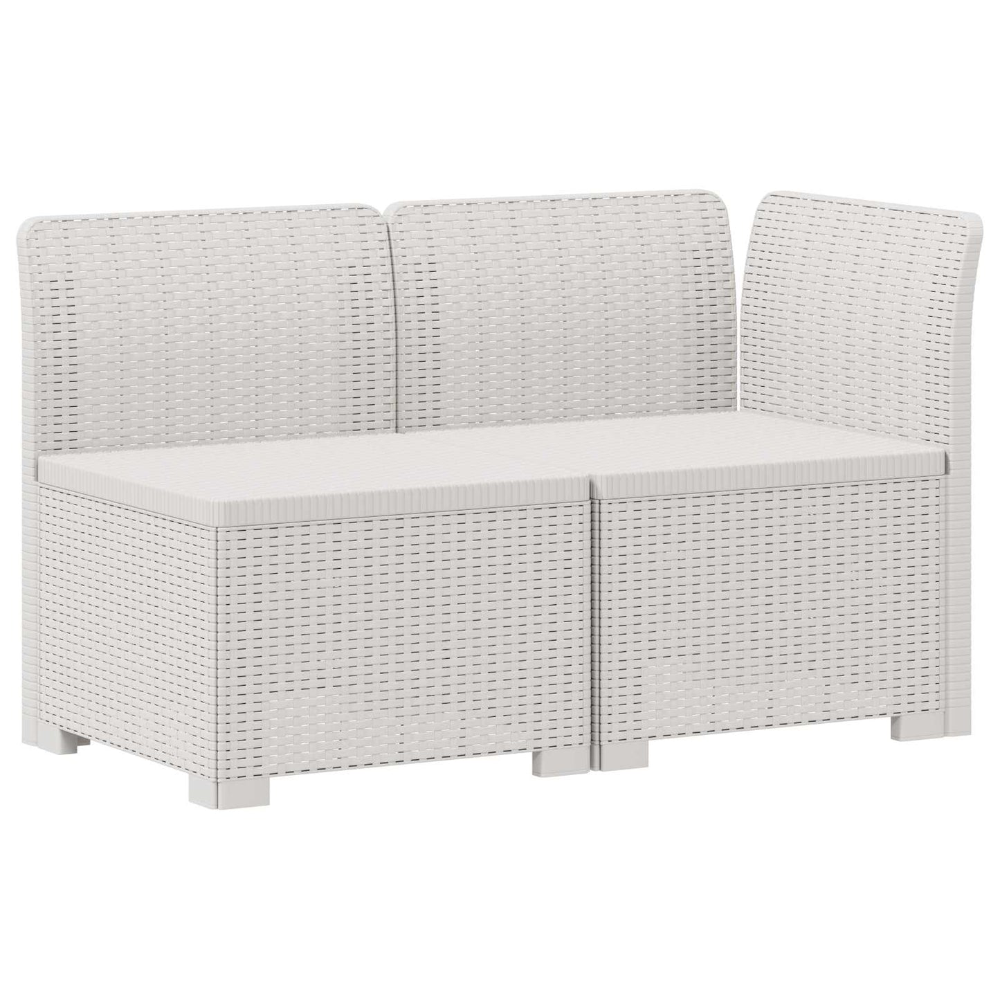 vidaXL 2-Seater Garden Sofa Rattan Look PP White