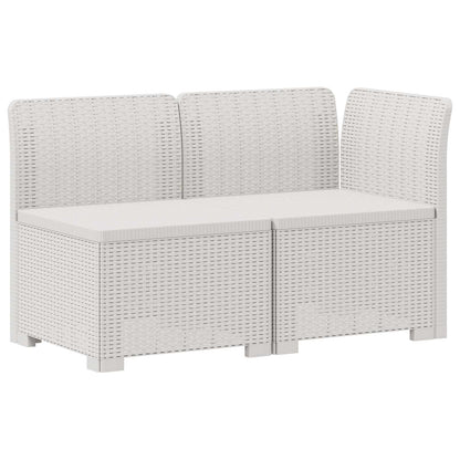 vidaXL 2-Seater Garden Sofa Rattan Look PP White