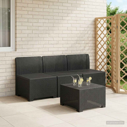 vidaXL 3-Seater Garden Sofa Rattan Look PP Anthracite
