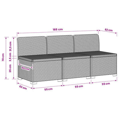 vidaXL 3-Seater Garden Sofa Rattan Look PP Anthracite