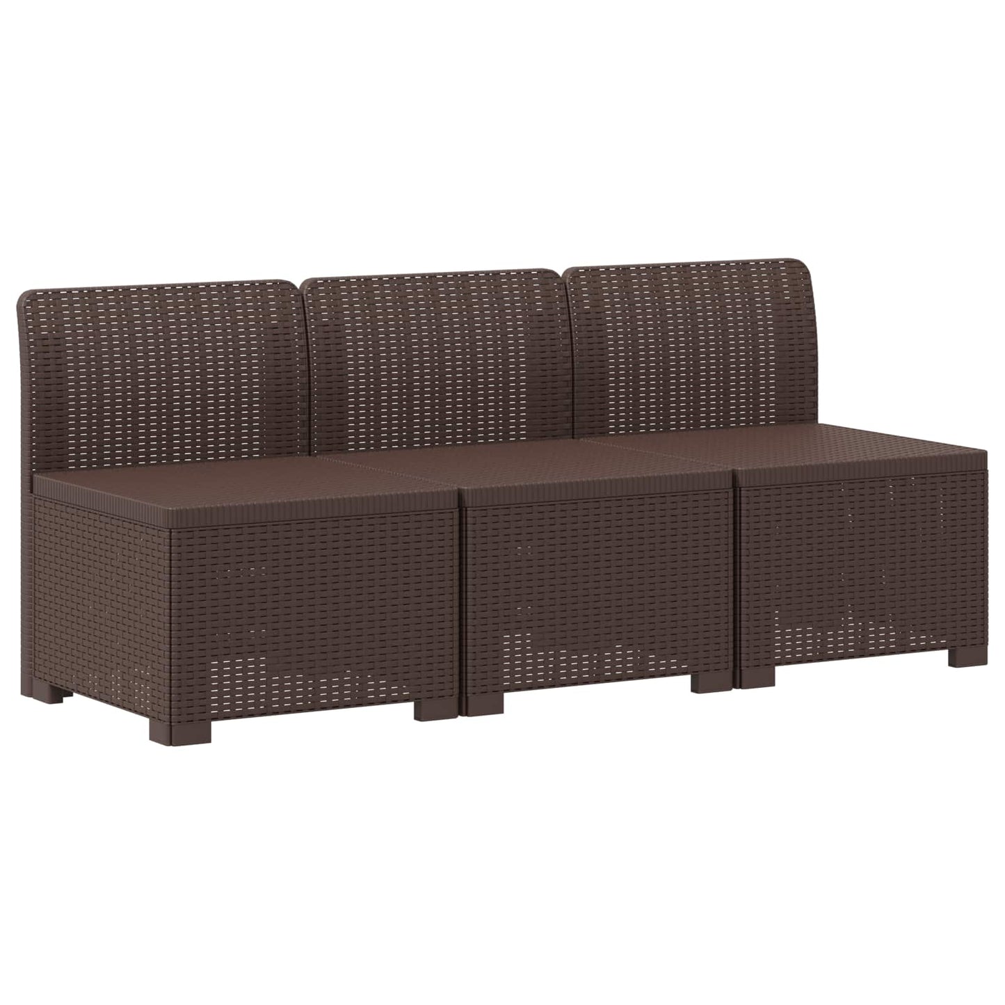 vidaXL 3-Seater Garden Sofa Rattan Look PP Brown