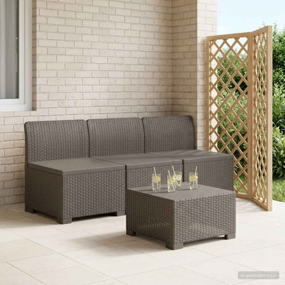 vidaXL 3-Seater Garden Sofa Rattan Look PP Light Grey