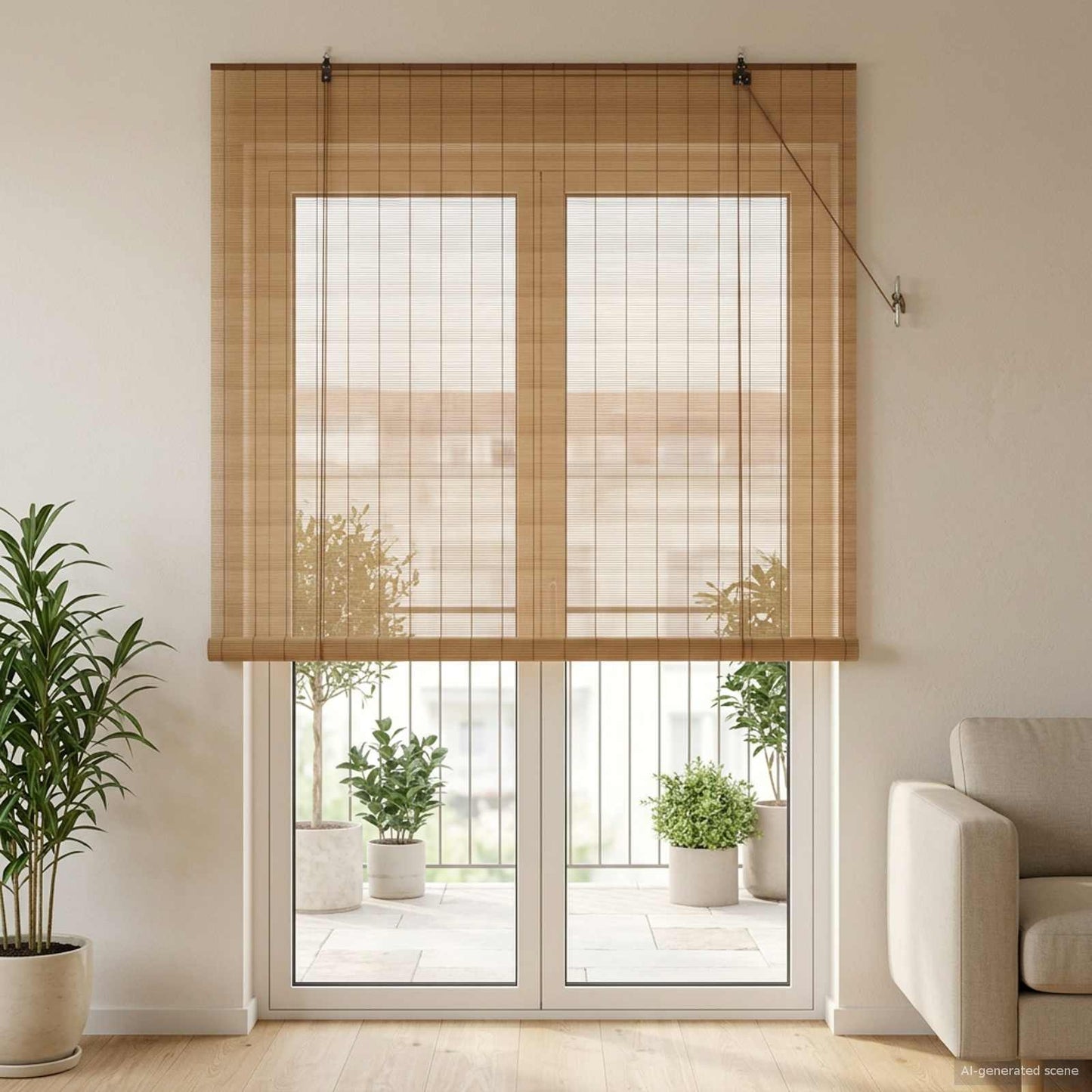 vidaXL Roller Blind Brown 130 x 220 cm Bamboo