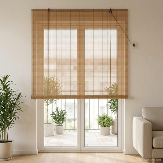 vidaXL Roller Blind Brown 130 x 220 cm Bamboo