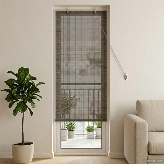 vidaXL Roller Blind Grey 40 x 220 cm Bamboo