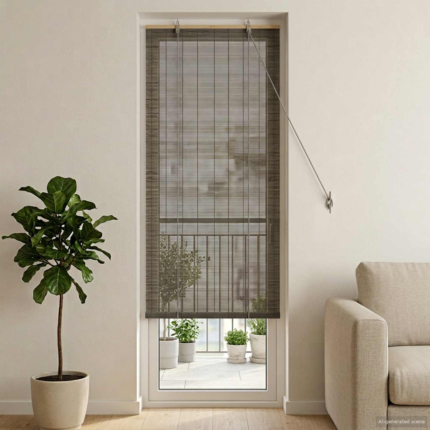 vidaXL Roller Blind Grey 60 x 220 cm Bamboo