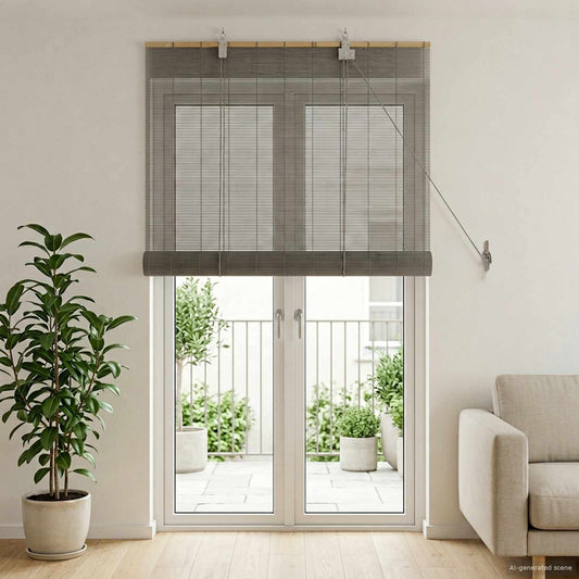 vidaXL Roller Blind Grey 80 x 220 cm Bamboo