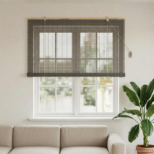 vidaXL Roller Blind Grey 130 x 160 cm Bamboo